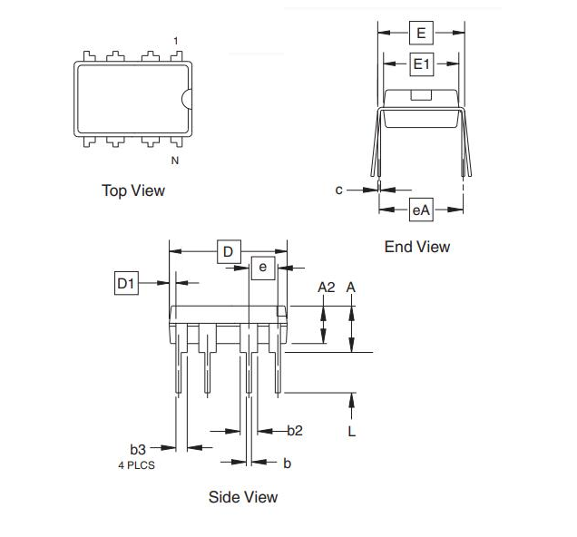 AT24C256 EEPROM Dimensions