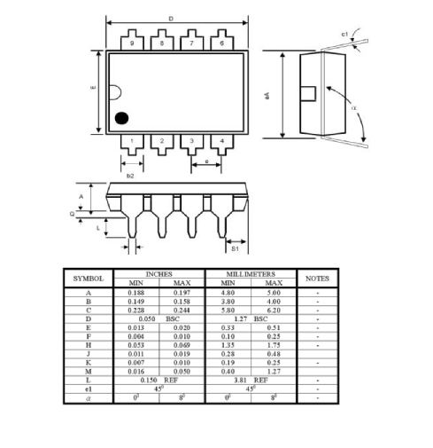 2-D Dimensions for JRC4558