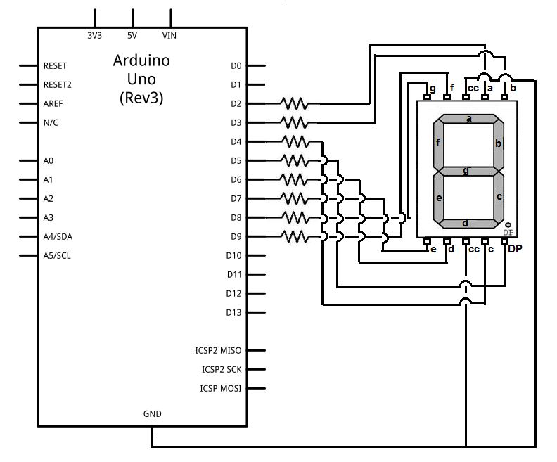 7-Segment Display Circuit with Arduino