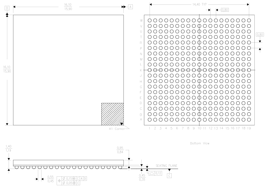 TMS320C6421ZWT5 Packaging Dimensions