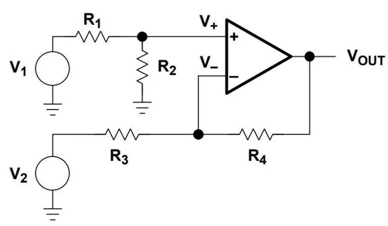 Differential Amplifier Circuit with Symmetrical Resistor Network