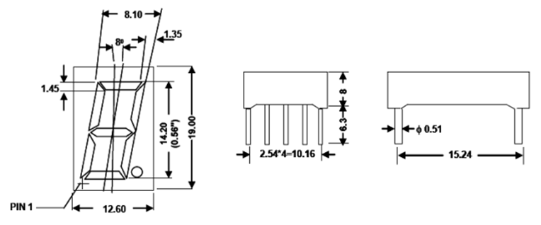 7-Segment DIP Display Outline